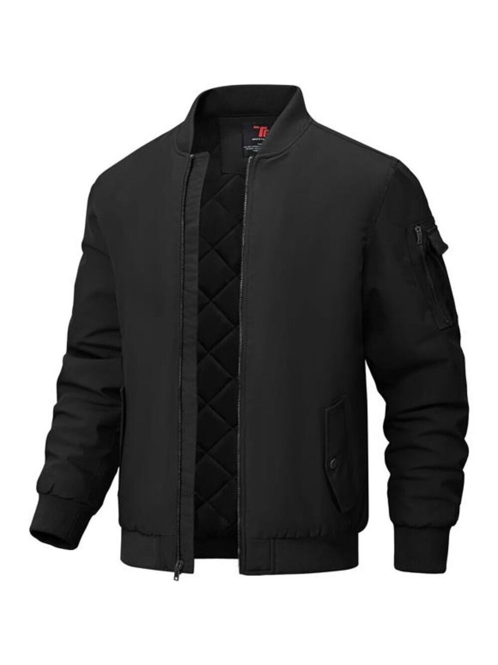 Men Quilted Bomber Jacket Windproof Padded Coat Fall Winter Casual Warm Outerwea